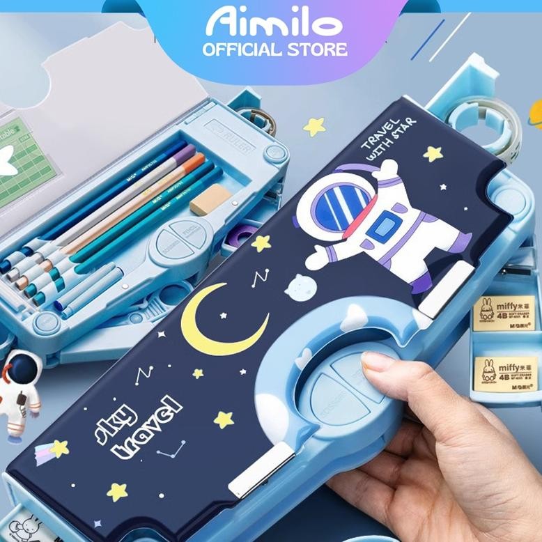 

Qig-1722 [Ready] Aimilo Tempat Pensil Multifungsi Kotak Pensil Anak Lengkap Peruncing Gunting Isolasi Penghapus Penggaris Alat Tulis Sekolah Qig-1722