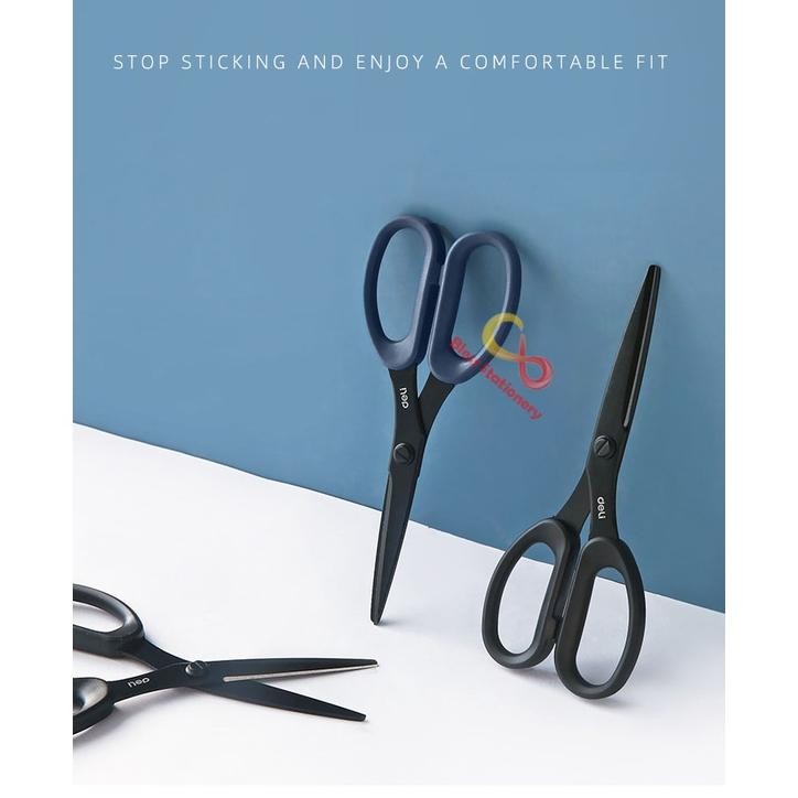 

Deli gunting anti lengket 175mm gunting anti karat gunting hitam Scissors RB3