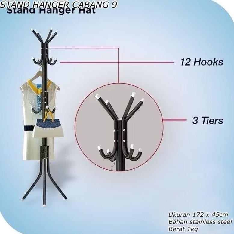 BMW STAND HANGER CABANG 9 BAG HANGER GANTUNGAN TOPI STAND HANGER BERDIRI GANTUNGAN JAS STAND HANGER 