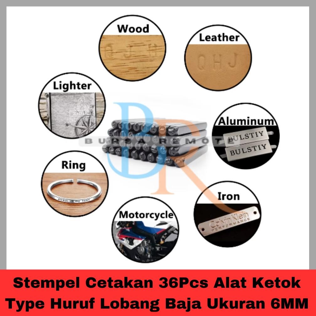 

Stempel Cetakan 36Pcs Alat Ketok Type Huruf Lobang Baja Ukuran 6MM RB3