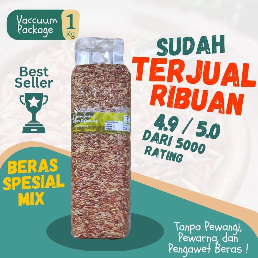 

Beras Complete Mix - Beras Merah Dg Beras Coklat Premium Lumbung Tampomas 1KG Nugi
