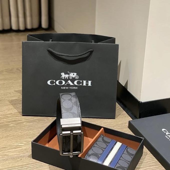 Baru Dompet Coach Combo Fullset Belt Edition Original Tas & Sabuk Premium