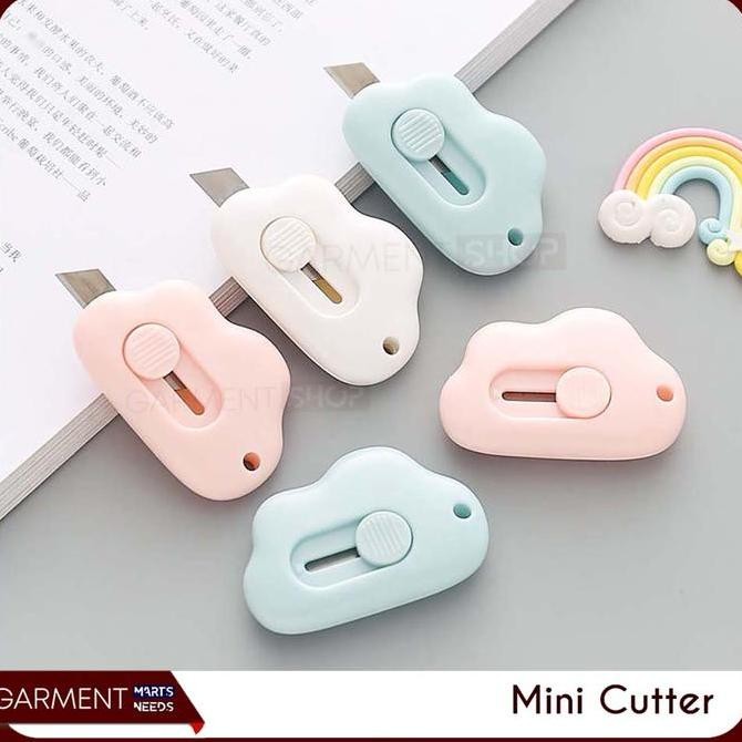 

Terbaruu - Alat Pembuka Paket Portable Pemotong Solasi Lakban Kertas Model Awan Mini Biru Plastik