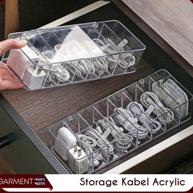 Termurah - Kotak Penyimpanan Kabel Charger Data Usb Akrilik Storage Box