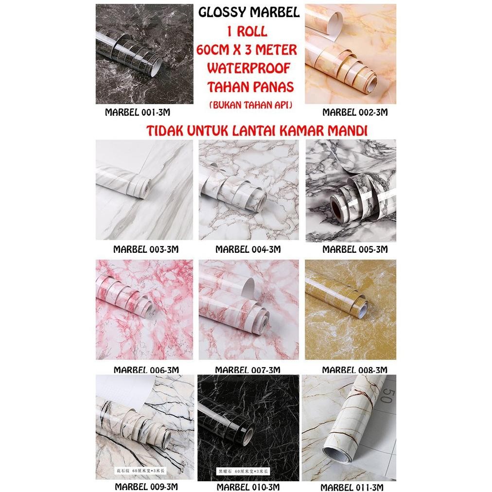 WALLPAPER WALL STIKER STICKER DINDING WALLPEPER WELPEPER SETIKER MARMER DAPUR PREMIUM GLOSSY MOTIF M