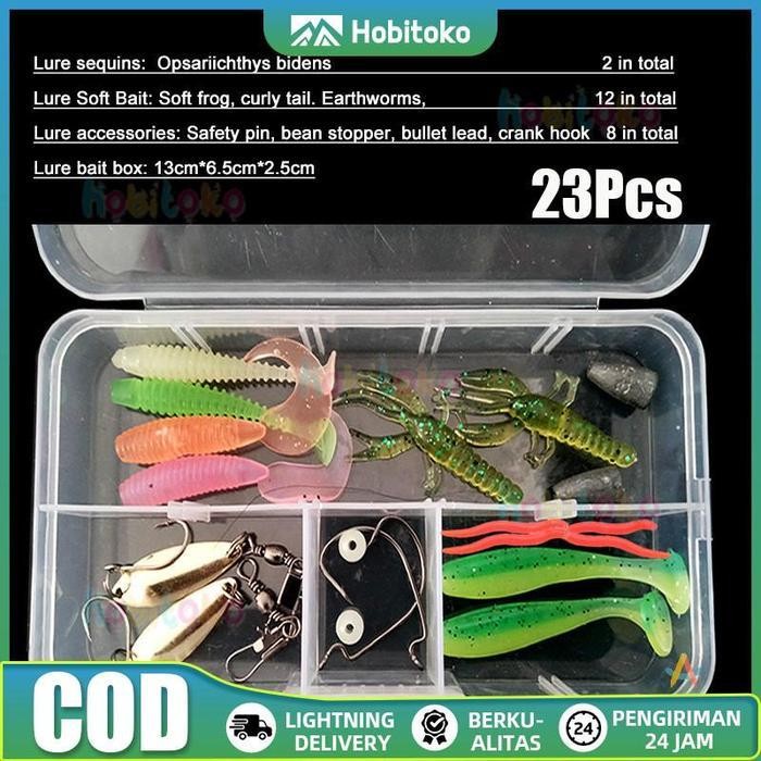 23Pcs Soft Lure 1Set Soft Bait Fishing Lure Umpan Pancing Gabus Umpan Lembut Soft Lure Casting Umpan