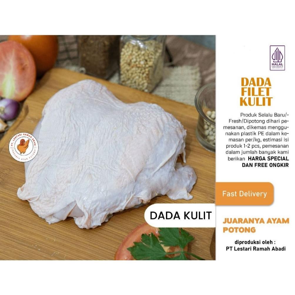 

Daging Ayam Dada Fillet Boneless Dengan Kulit 1kg Nugi