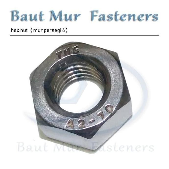 Mur HEX DRAT KIRI M16 Stainless 304 TERBARU