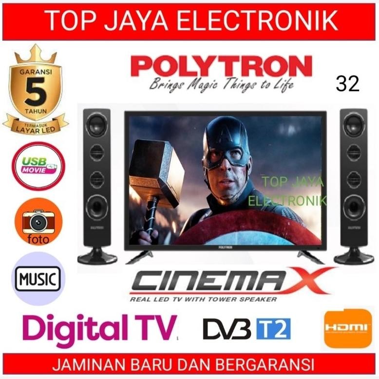 LED TV POLYTRON 32 INCH DIGITAL TV DVB-T2,EWS CINEMAX BARU BERGARANSI RESMI Nugi