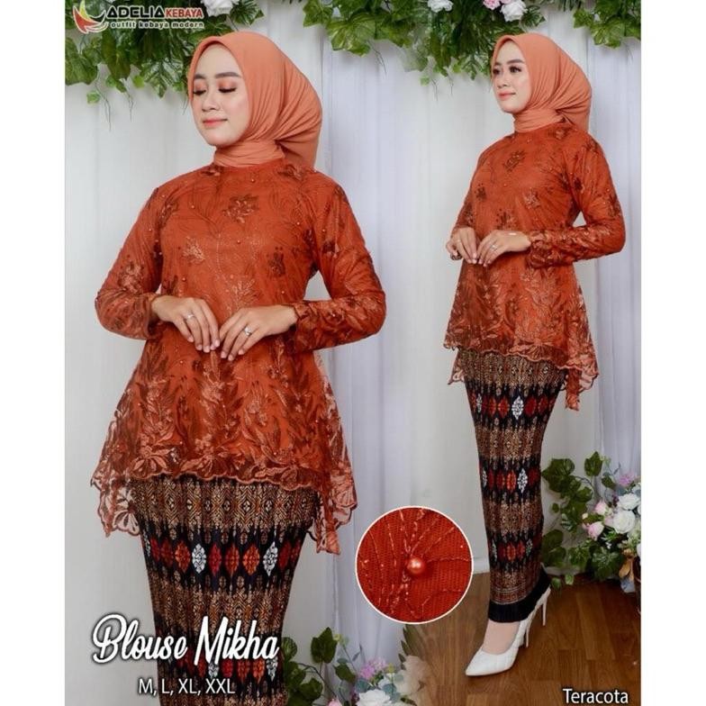 Saudah Kebaya - Set Kebaya Blouse Rinjani Bahan Tile Baju Wisuda Modern