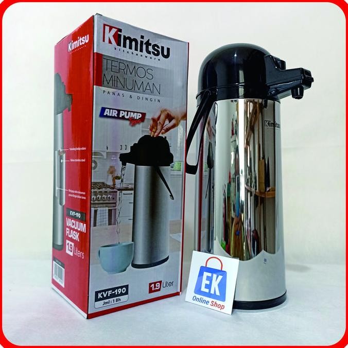 Termos Air Panas Stainless KIMITSU KVF-190 | Termos Tekan | Termos Pencet | Termos Tekan 2 Liter | T