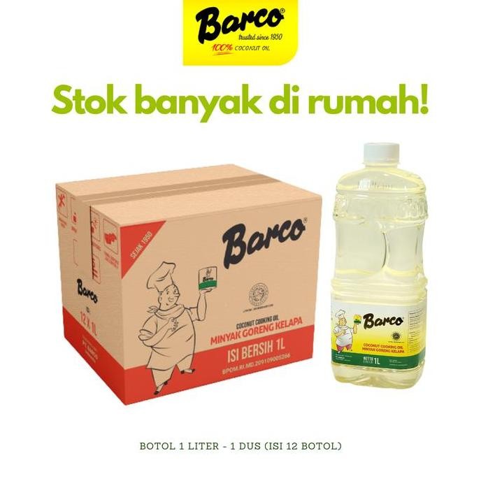 

Minyak Kelapa Barco 1 Liter 1 Dus (12 Pcs) - Coconut Cooking Oil Diskon!