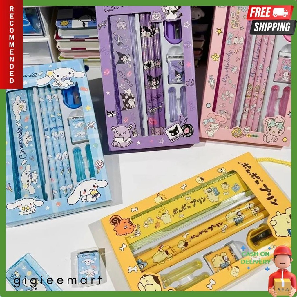

Set Perlengkapan Alat Tulis Sekolah Anak Lucu 5In1 Kuromi Cinamorol Melody/ Alat Tulis Satu Paket Diskon Setengah Harga
