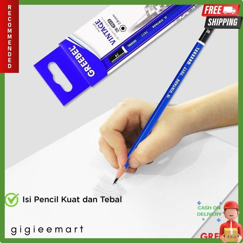 

Greebel Pencil Tulis / Pensil 2B 7017 Vintage (12Pcs/Set) / Graphite Pensil Ujian Alat Tulis Sekolah Diskon Setengah Harga