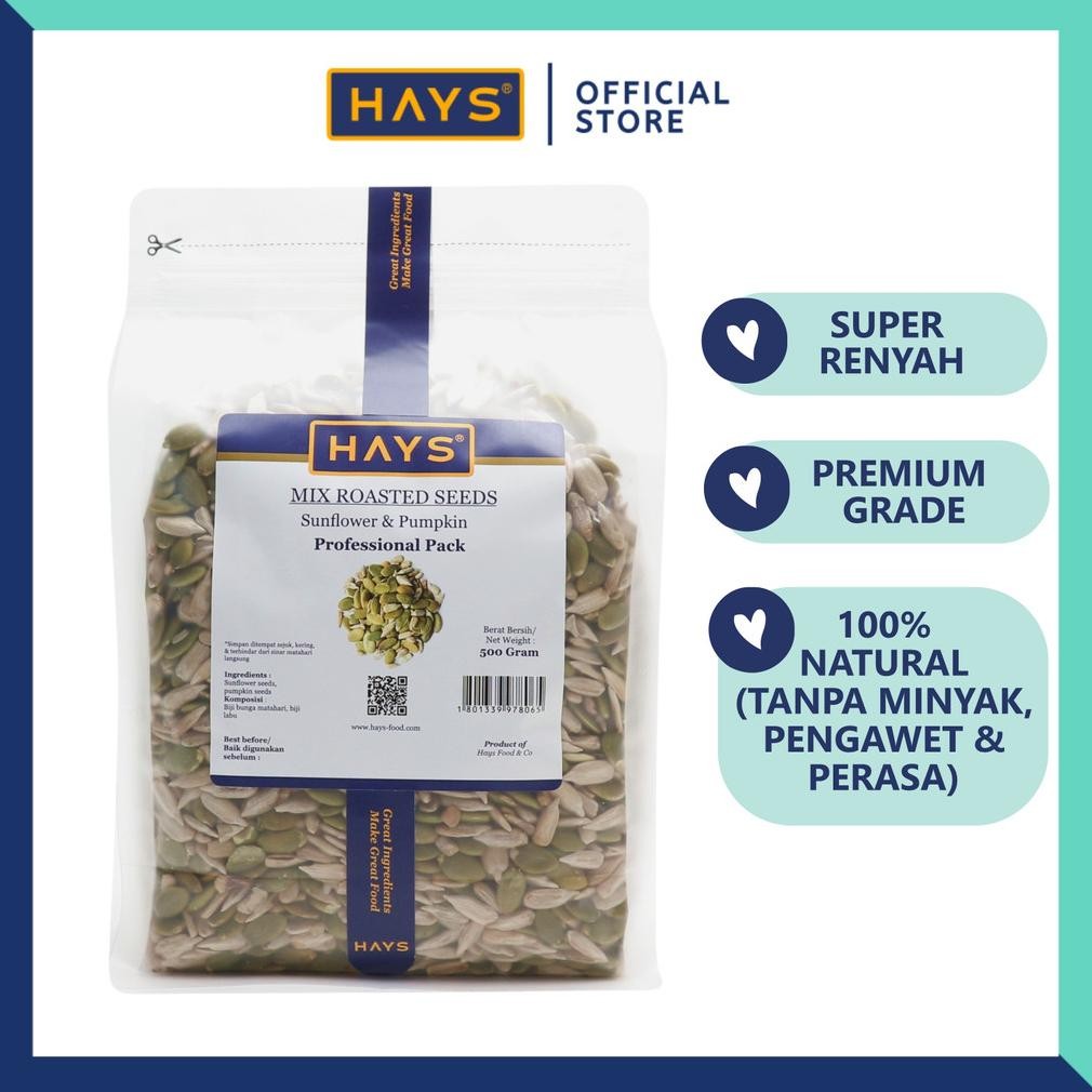 

Mix Roasted Seeds 500 Gram Pumpkin seeds + Sunflower seeds Biji labu + Biji bunga matahari 500 Gram - HAYS