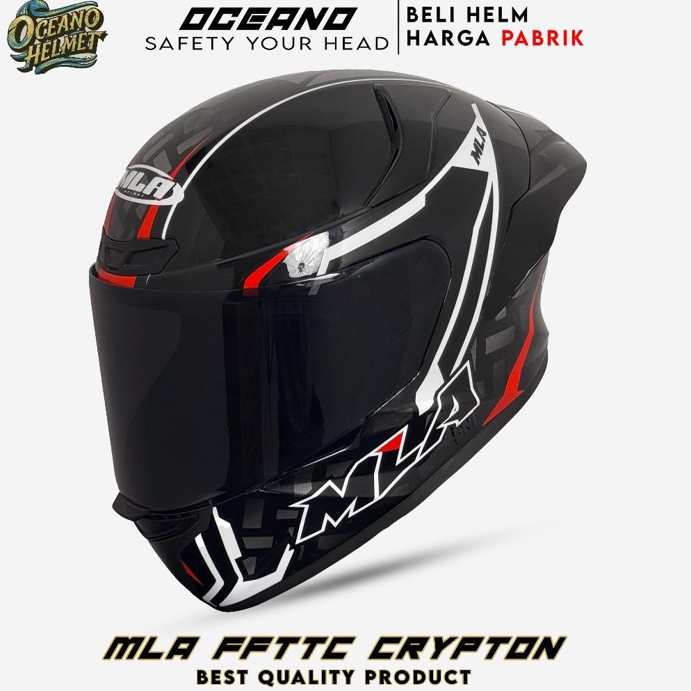 Terlaris Helm Full Face Mla Ttc Crypton | Motif Protection Kaca Hitam | Helm Paket Ganteng Dewasa Sn