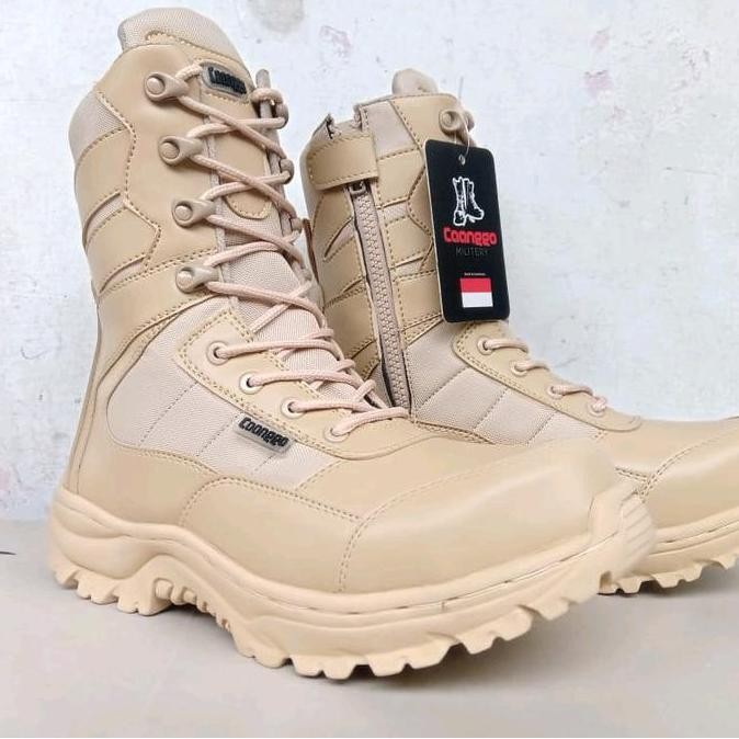 Sepatu pdl safety ujung besi pdl Kemenhan pdl ASN pdl satpolpp cream tactical boots caanggo military
