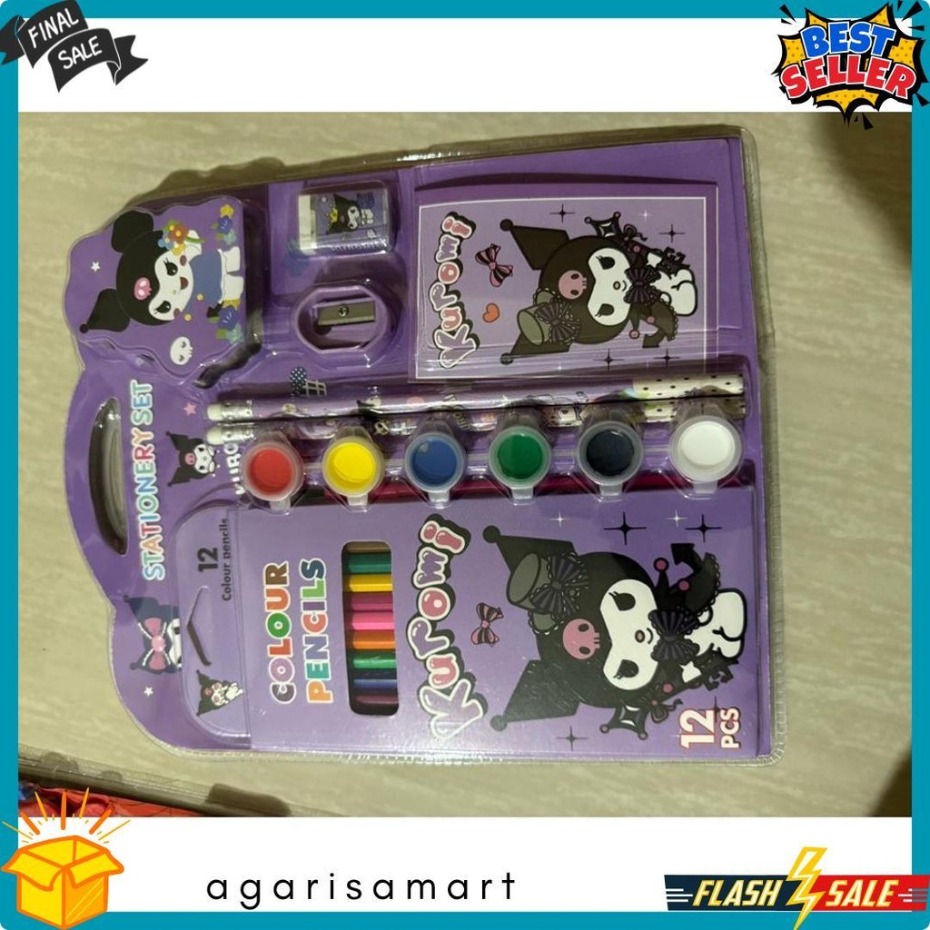 

Set Alat Tulis Anak Sanrio Lucu Import 12 Pensil Warna, Rautan & Penghapus Dan Note Mini 508 Diskon
