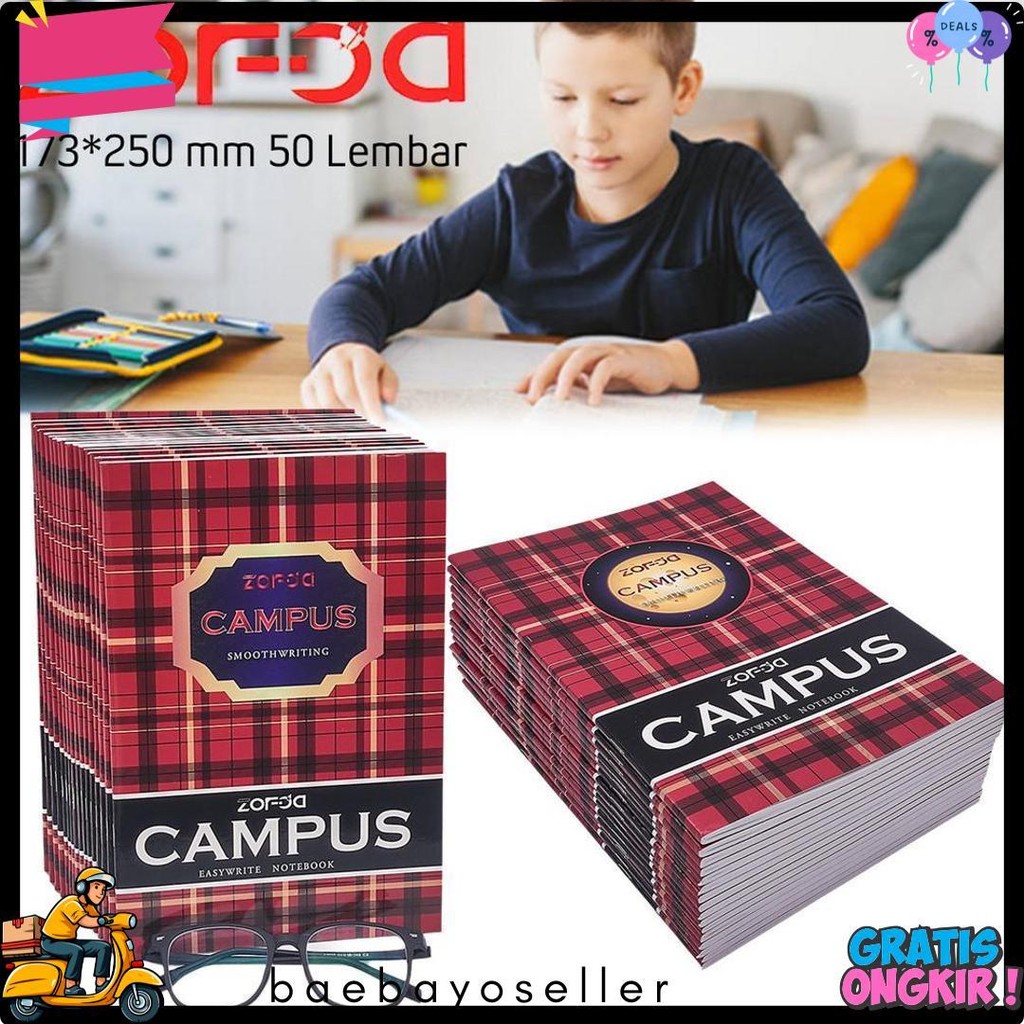 

40/50 Lembar Buku Tulis Campus B5 A4 Buku Catatan Notebook Aesthetic Buku Sekolah Bergaris Zofda Diskon Setengah Harga