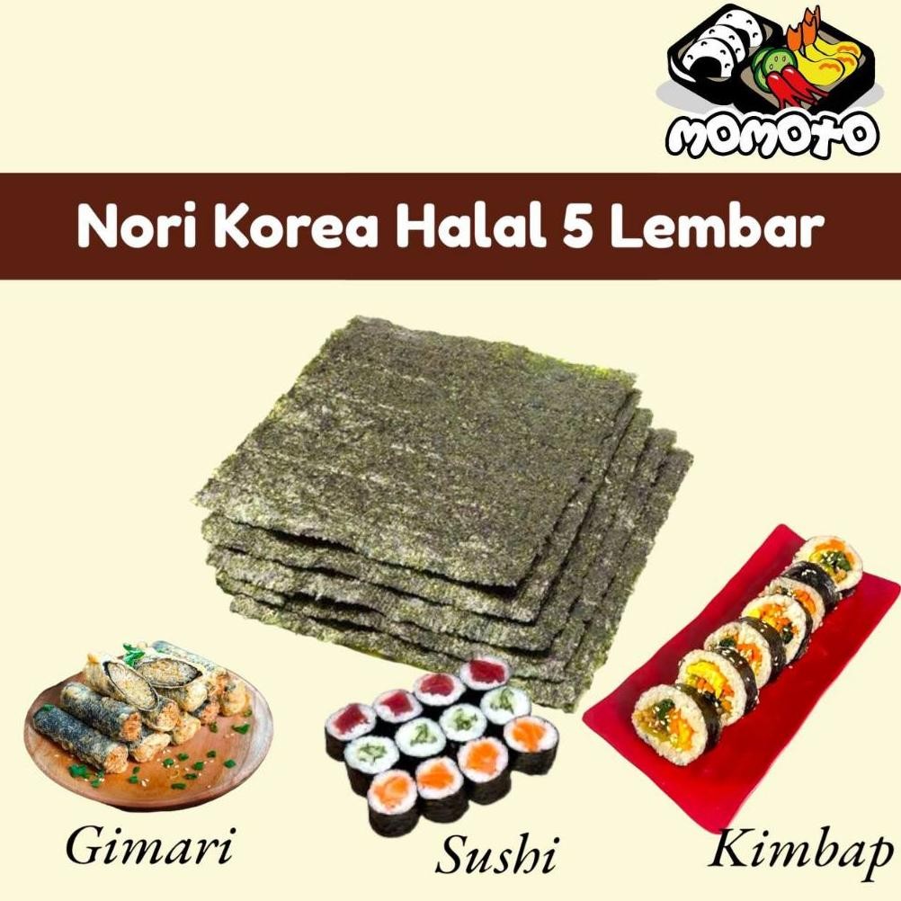 

Terbaik! Momoto Nori Korea Roasted Seaweed Halal 5 Lembar Sushi Kimbap Gimbap Dimsum Gimari