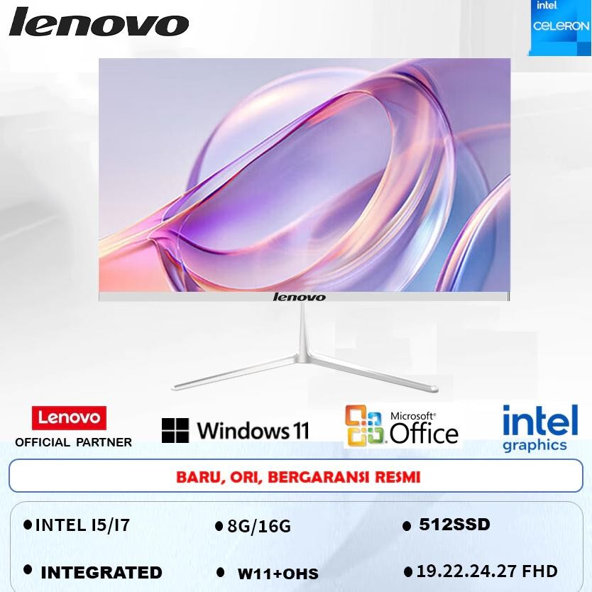 Terlaris Lenovo Komputer Full Pc All-In-One 19~27 Baru Terbaru Hd Super Tipis Intel Core I3/I5/I7 Un