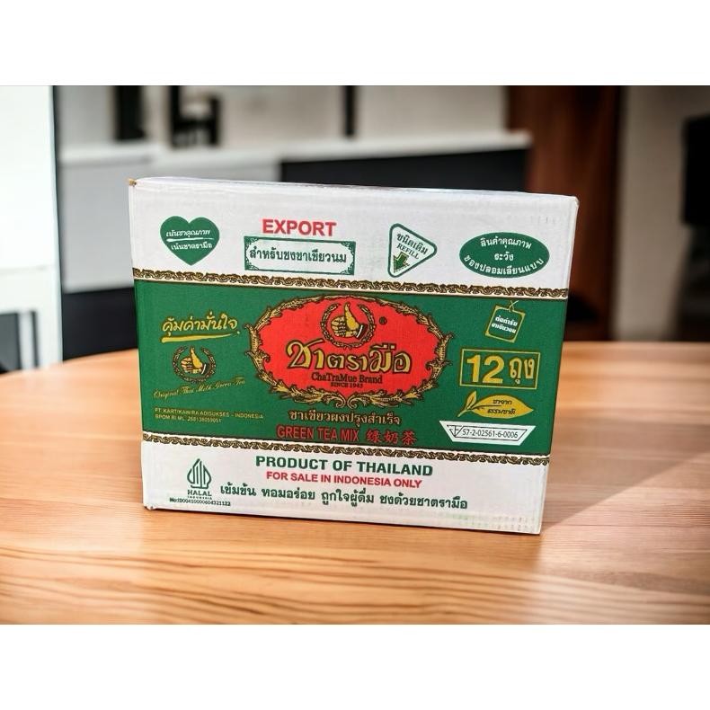 

Thai Green Tea merk CHATRAMUE 200g 1 Dus sudah BPOM resmi dan label halal isi 12 bks Nugi