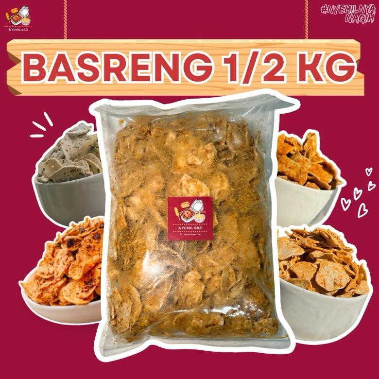 

[JUMBO 1/2 KG] BASRENG DAN KRIPIK CEMILAN ALL VARIANT @Nyemil.saji Nugi