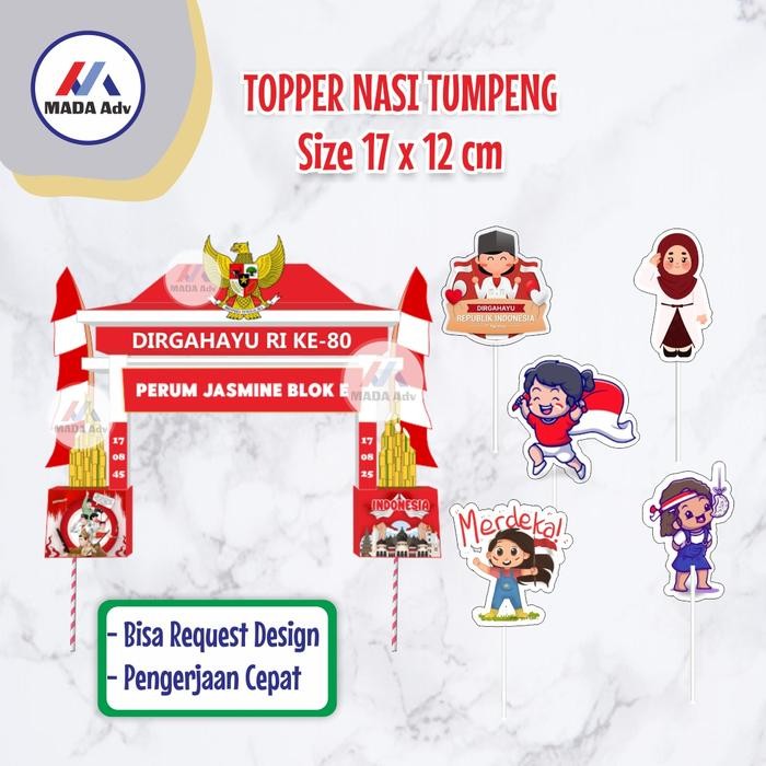 Topper Tumpeng Custom HUT RI 5/ Topper Custom Kemerdekaan/ Topper Tumpeng Kemerdekaan RI/ Topper