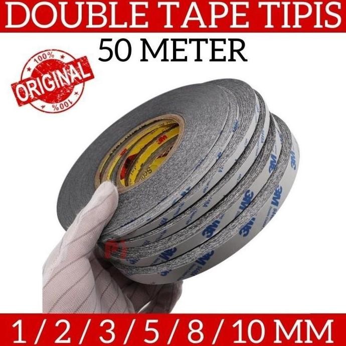 Original 3M Double Tape Lcd Hp 1 2 3 5 8 10Mm X 50 Meter Tipis 0.3Mm