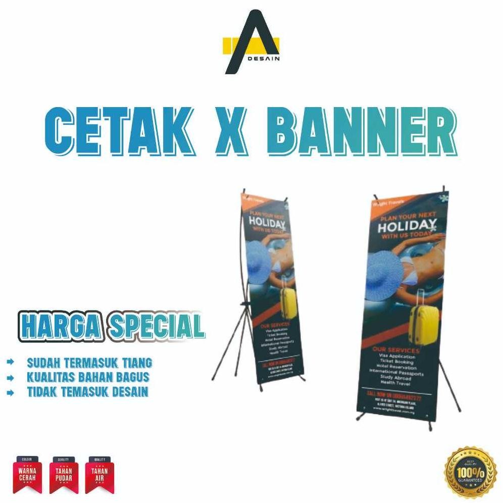 X Banner 60 x 160 cm MURAH alat besi tebal | X Banner Custom | X Banner paket + tiang