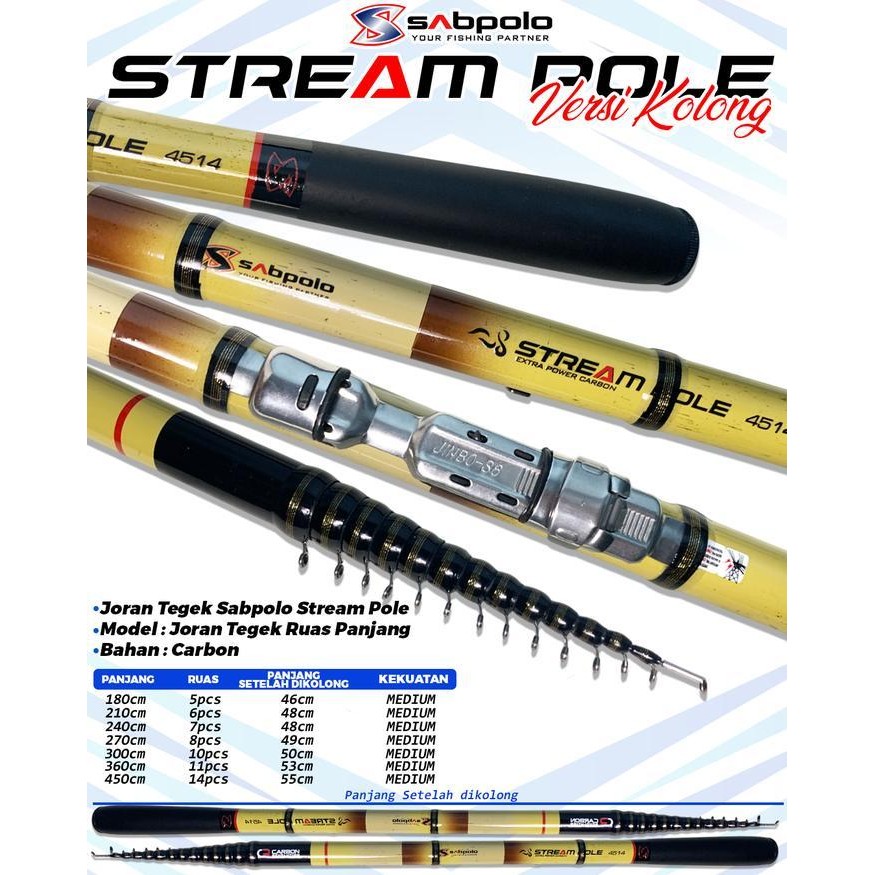 New Tegek Sabpolo Stream Pole Kolong Joran Pancing Tegek