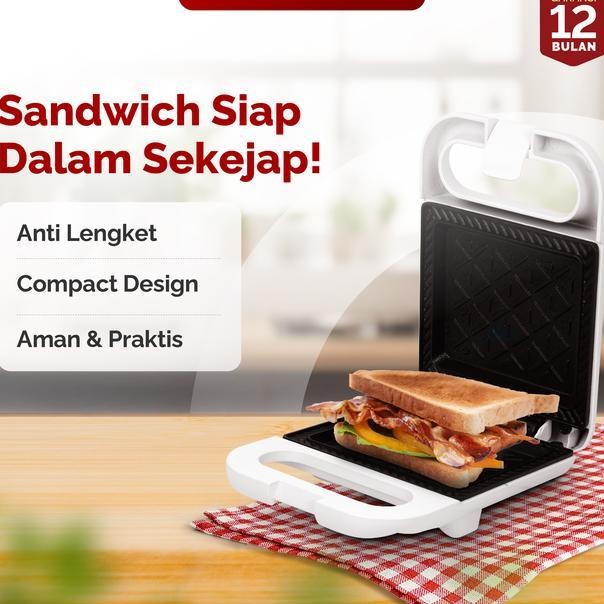 Cod Cypruz Sandwich Maker Pemanggang Roti Anti Lengket Low Watt