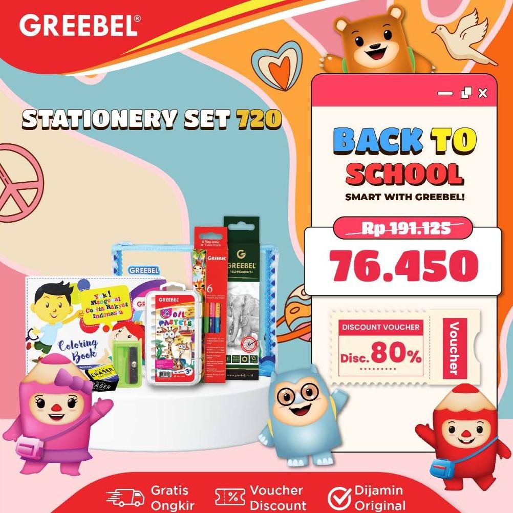 

T-56 Greebel Paket Alat Tulis Tempat Pensil / Stationery Set 720 / Bingkisan Hampers Ulang Tahun Anak Hadiah Lomba T-56