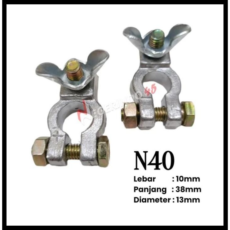 DISKON UNIVERSAL - KEPALA AKI TIMAH N40 (+-) / KEPALA ACCU N40 / TERMINAL AKI MOBIL 