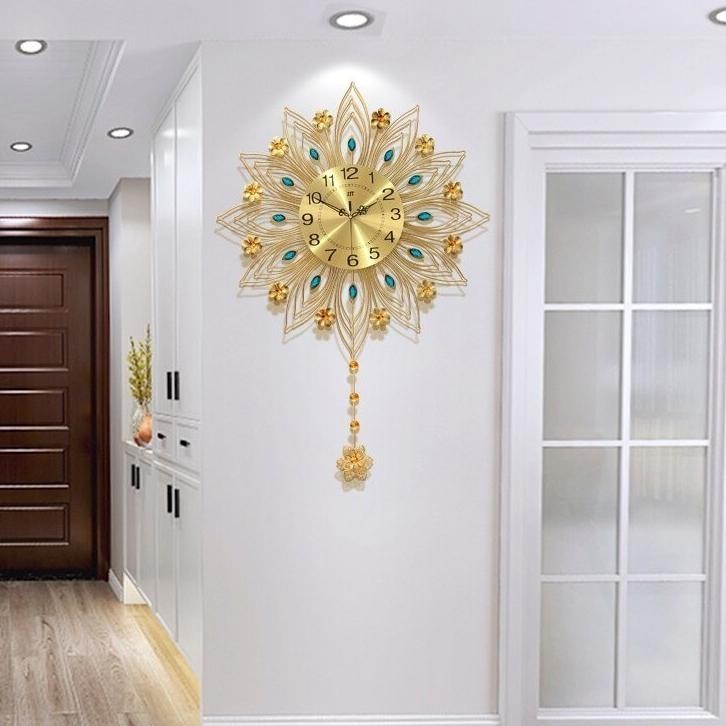 Terlaris Taffhome Jam Dinding Besar Jam Hiasan Dinding Geometric Pendulum Jam Dinding Mewah Quartz C