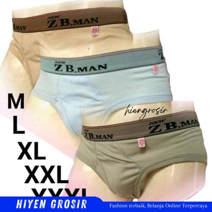 HG- 3PCS CELANA DALAM PRIA ZB. MAN CD COWOK ZB. MAN   BY HIEN GROSIR KUALITAS BAGUS 