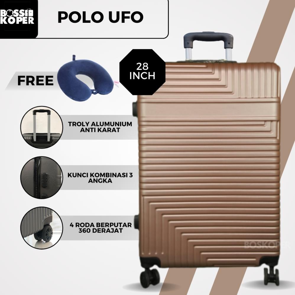 Terlaris Koper 28 Inch Polo Ufo 603 Ukuran Bagasi-Jumbo-Travel-Polo-Tas Koper-Murah-Besar-Fiber-Roda