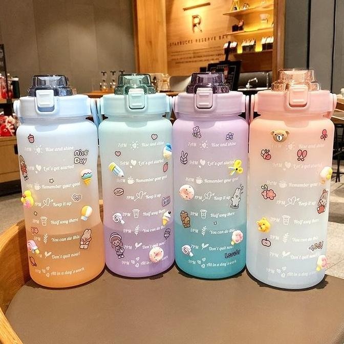 UNGGULAN shopee Botol Viral Aurel Botol Air 2 Liter Tali bonus Dobel Stiker