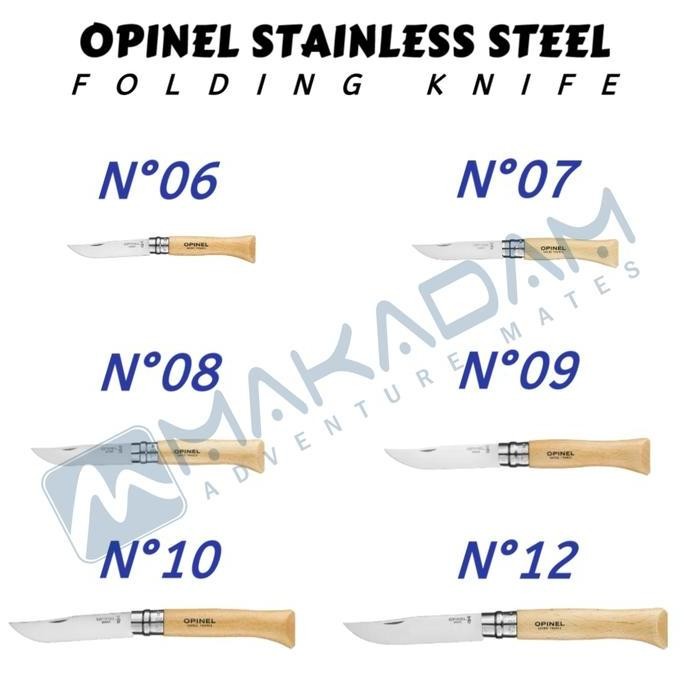 Pisau Lipat Opinel Folding Knife Stainless Steel No 6 7 8 09 10 12 13