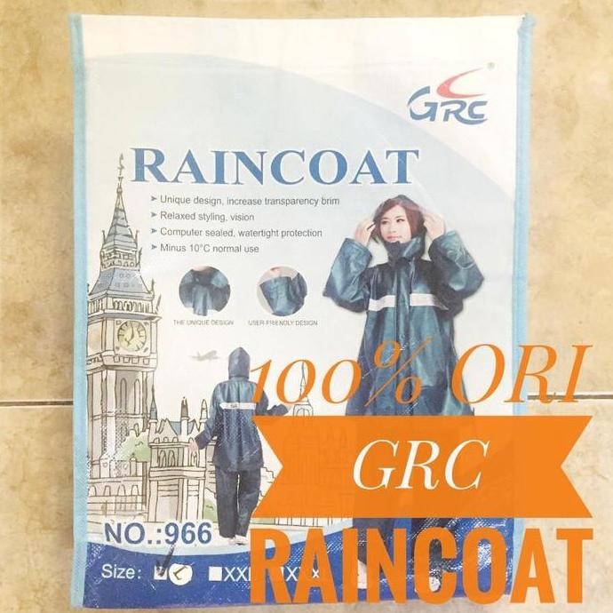 Jas Hujan Merk Grc 966 Original Mirip Shad Karet Super Tebal Tidak Tembus Air Orange Dan Hijau Stabi