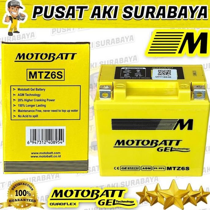 PUSAT AKI SURABAYA AKI KERING TERBAIK MTZ6S MOTOBATT GEL AKI VARIO 150