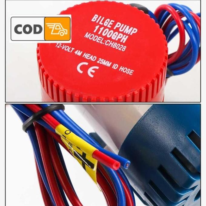 Pompa Air Submersible Under Water 1100GPH Bilge Pump DC 12V Tekanan Tinggi Tenaga Aki Accu atau Adap