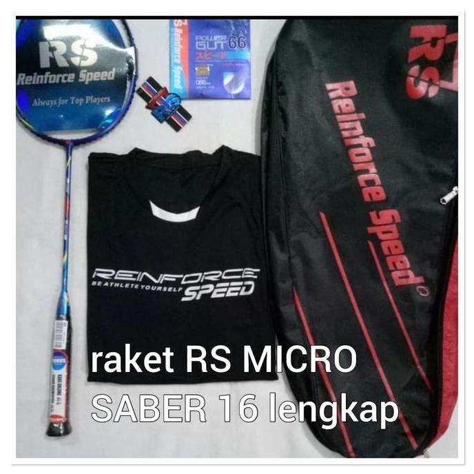 Free Pasang Raket Badminton Rs Micron Saber 16 Full Set Lengkap Ori