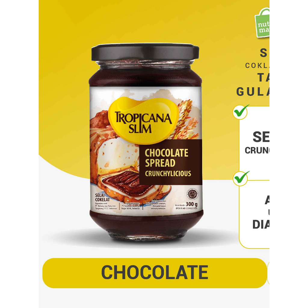 

New Tropicana Slim Chocolate Spread 300g - Selai Cokelat Nikmat Tanpa Gula Pasir Terlaris