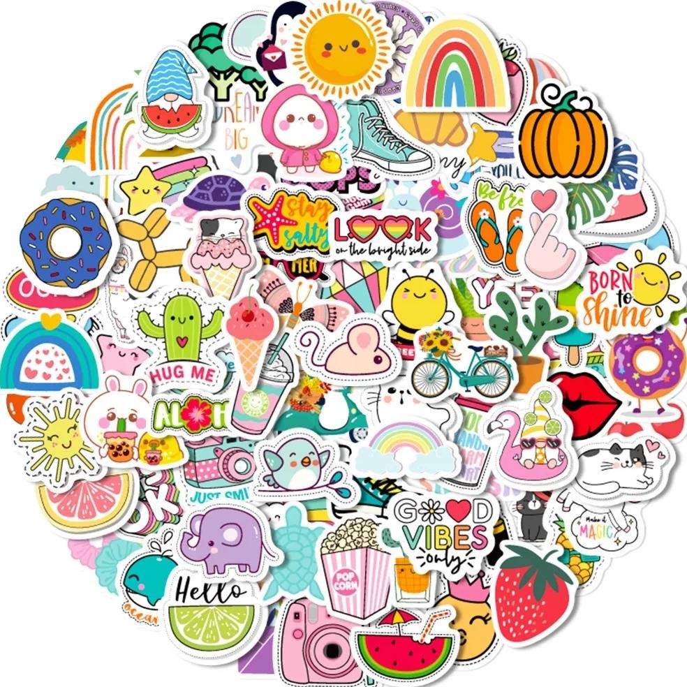 

100Pcs Kawaii Cute Sticker Vsco Live Aesthetics For Kid Colorful Sticker Diy Laptops Water Bottles Phones Decorative Stickers