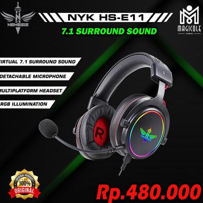 TERMURAH - Headset Gaming 7.1 Surround RGB NYK HS- E11 STELLAR