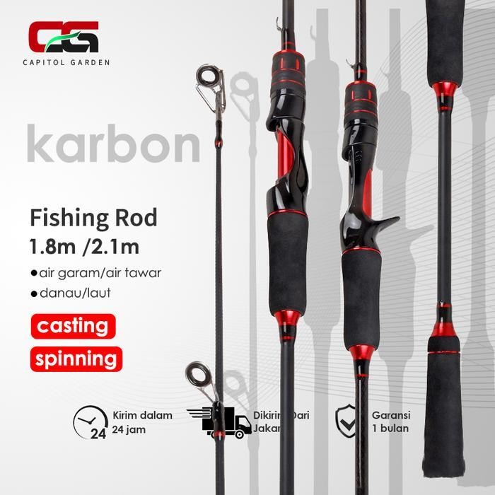 Joran Pancing Carbon Joran 1.8 Meter 2.4M Casting Fishing Rod Joran Casting,Joran Kolam Ikan Mas,Jor