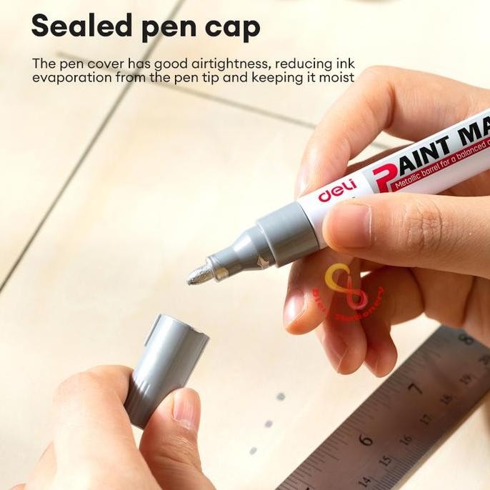 

Deli Paint Marker Waterproof Color Spidol Cat Permanen Warna Tahan Air Untuk Logam, Kayu, Kaca, Plastik, Keramik, Kain