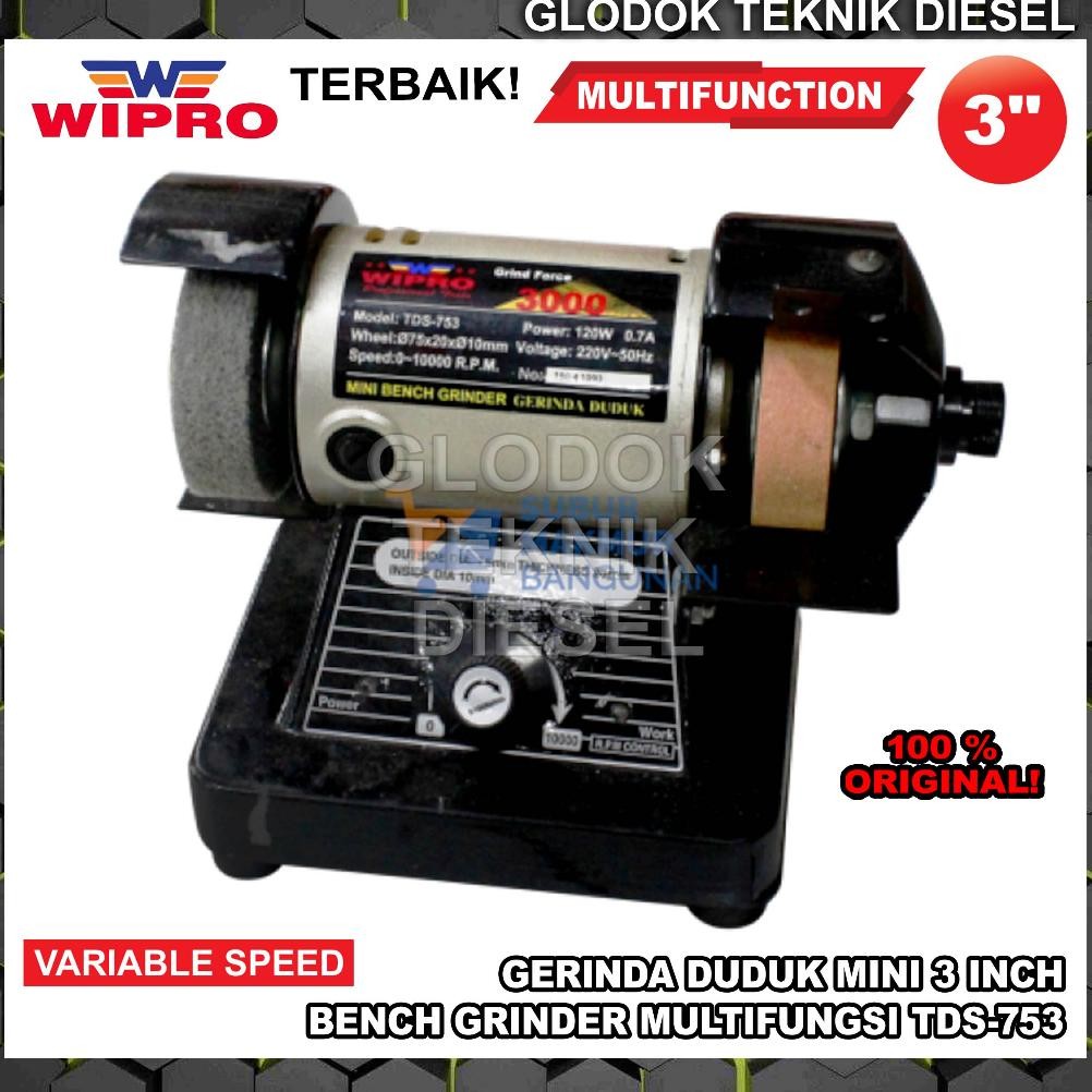 Wipro Mesin Gerinda Duduk Mini 3" Inch Multifunction TDS 753 Bench Grinder Multifungsi TDS753 ORIGIN