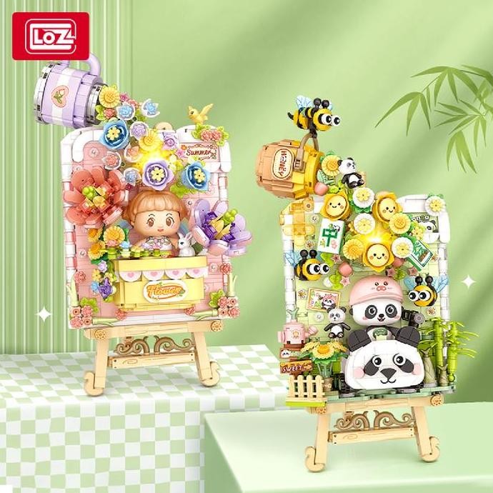 Block City - LOZ Block Spring Flower Painting Puzzle Block Brick Mainan Balok Lukisan